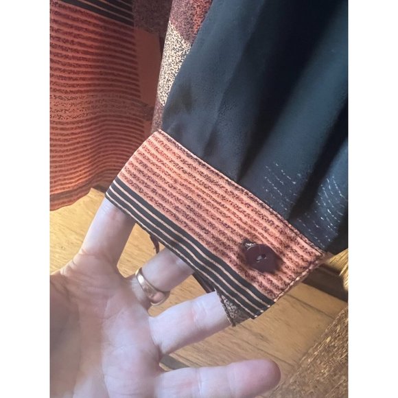 Ricki Renne  Size 16 Vintage Modern Black & Rust Coloured Blouse Aus Designer - Picture 13 of 15